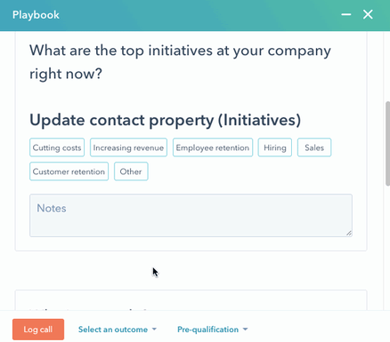 Playbooks de prospección o de llamadas de descubrimiento HubSpot