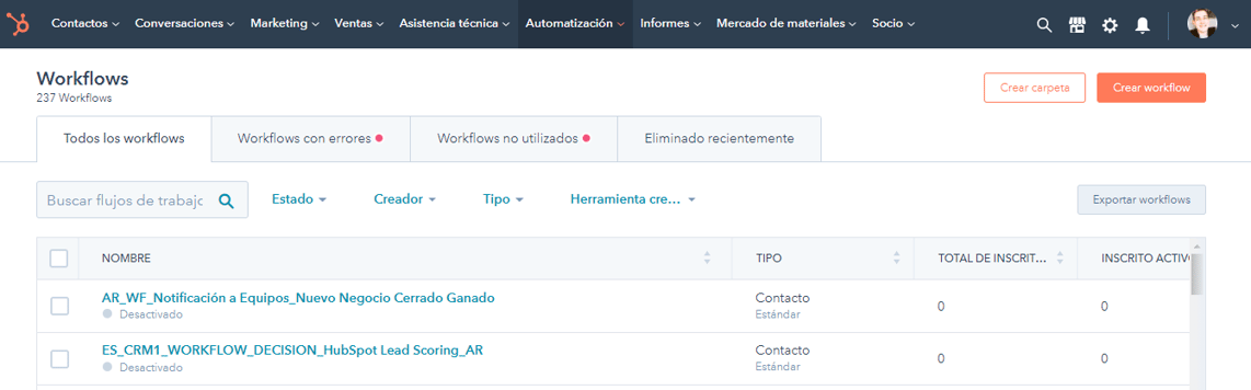 Herramienta de automatización Workflows