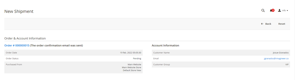 New Shipment_Magento